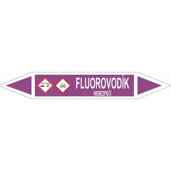 Značení Oboustranná šipka GHS - Fluorovodík Samolepka PVC 0: arch 10 ks - 166x26mm