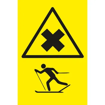 Pozor, křížení - sjezdovka x běžkařská stopa UV tisk plast 5mm 600 x 400 mm