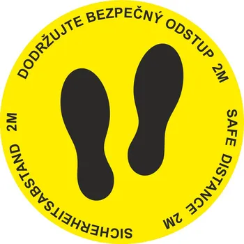 PROSÍM DODRŽUJTE ODSTUP 2M (CZ, ENG, DE) - žlutá 300 x 300 mm