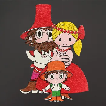 Dekorativní magnet AMADEA Dřevěný magnet Rumcajs s Mankou a Cipískem 20 cm