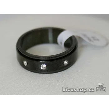 Prsten Zyta Chirurgická ocel prsten černý s bílými kamínky 1519821