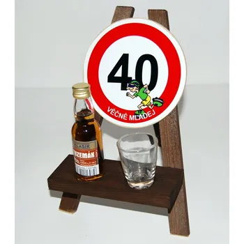 Žertovný předmět Stojan s panákem a flaštičkou k výročí narození