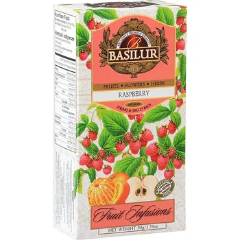Nápoj BASILUR Fruit Infusion RASPBERRY, 25x2g, malinový ovocný čaj, porcovaný, 50g