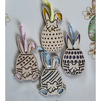 Velikonoční dekorace Velikonoční dřevěná vajíčka malovaná sada 4 ks