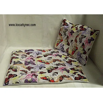 Doplněk pro panenku Plymo do kočárku pro panenky Polštářek a peřinka s výplní Velké Motýlek