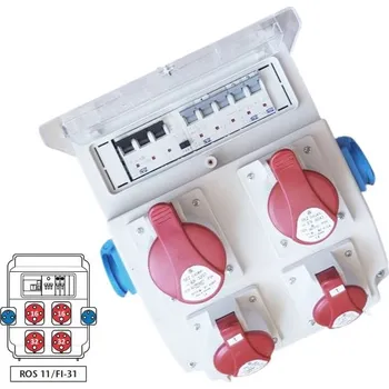 Rozvaděč Zásuvková rozvodnice ROS 11/FI-31 1x3253+1x1653+1x1643+2x230V, jištěná, s chráničem, IP54 (SEZ ROS 11/FI-31)