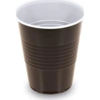 Jednorázové nádobí Kelímek 0,15l hnědo-bílý 100ks automat.bez cejchu prům.70mm