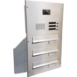 3x poštovní schránka D-042 k zazdění do sloupku + čelní deska s 3x zvonkem a kamerou ABB - NEREZ / šedá