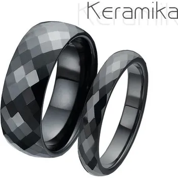 Prsten KM1002 Keramické snubní prsteny šíře 4mm + 8mm - pár