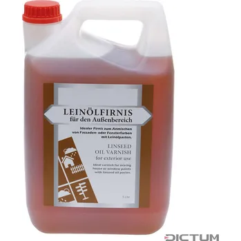 Olej na dřevo Dictum 810098 - Linseed Oil Varnish for Exterior Use, 5 l - Olej