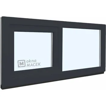 Okno Plastové okno - KNIPPING 70 AD, 1200x500 mm, FIX/S, antracit Sklo: čiré, Barva, imitace: antracit/bílá (jednostranně) + příslušenství a montážní materiál zdarma