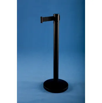 Plotový sloupek EXPOINT Zahrazovací sloupek se samonavíjecím pásem 2,7 m ČERNÝ Název: barva sloupku: černá, barva pásky: černá