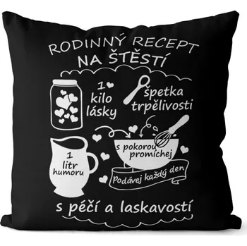 Dekorativní polštářek Polštář Rodinný recept (Velikost: 40 x 40 cm)