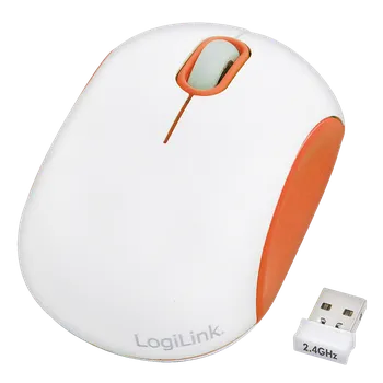 Myš  LogiLink Cooper - optická mini radio myš, 2,4 GHz, 1 000 dpi Barva: bílá/oranžová