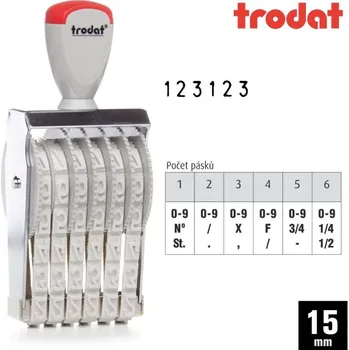 Nesamobarvící číslovačka, výška 15mm, Trodat 15156, 6-místné