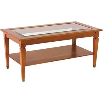 Konferenční stolek Stolek konferenční hranatý se sklem a fasetou 02x556, třešeň francouzská