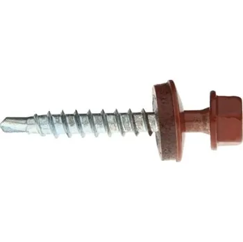 Vrut RAWLPLUG Šroub samovrtný OD do dřeva ""farmářský šroub"" + ocelová podložka - RAL Varianta: 4,8 x 28 mm RAL8004