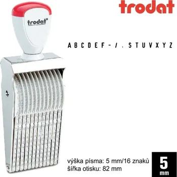 Nesamobarvící razítko Trodat (abeceda), výška 5mm, 16míst