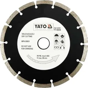 Řezný kotouč Diamantový kotouč YATO, řezný segmentový 180x22,2x2,5mm, segment 8mm YT-6004