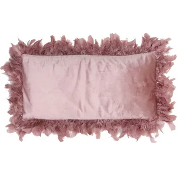 Polštář Růžový sametový polštář s peříčky Plumas - 60*30 cm