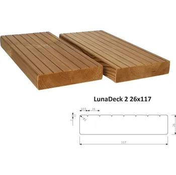 Terasové prkno Prkno terasové a bazénové LunaDeck2 26 x 117 mm - THERMOWOOD 4200 mm