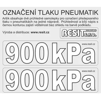 Sada na opravu pneumatiky Označení tlaku pneumatik - 900 kPa