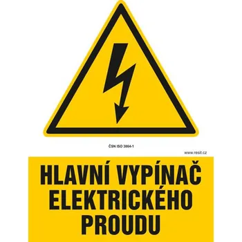 Značení Hlavní vypínač elektrického proudu - tabulka 140 x 200 mm