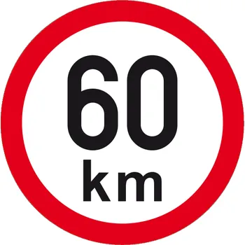 Maximální rychlost 60 km - kruhová samolepka Ø 200 mm