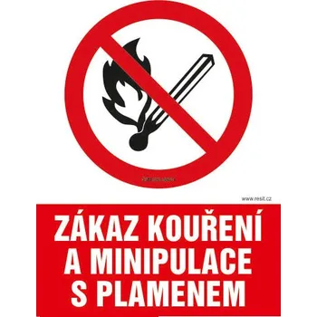 Zákaz kouření a manipulace s otevřeným plamenem - samolepka 200 x 280 mm
