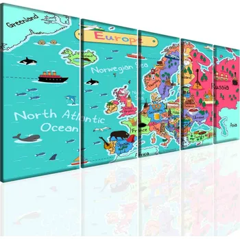 Malvis ® Dětský obraz Mapa Evropy Velikost: 200x90 cm