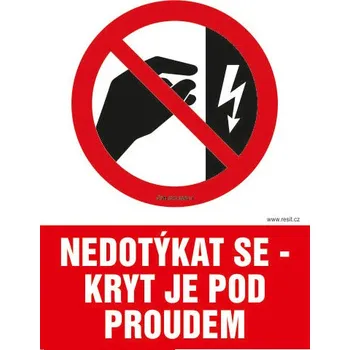 Nedotýkat se - kryt je pod proudem! - samolepka 200 x 280 mm