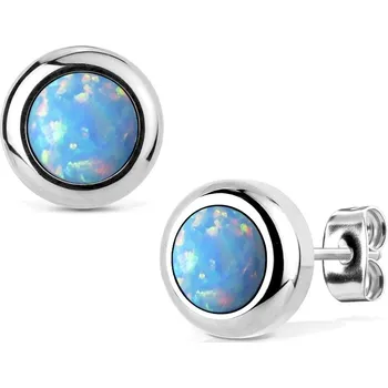 Náušnice NUBIS® Ocelové náušnice s opály 6 mm - NBP75-OP26