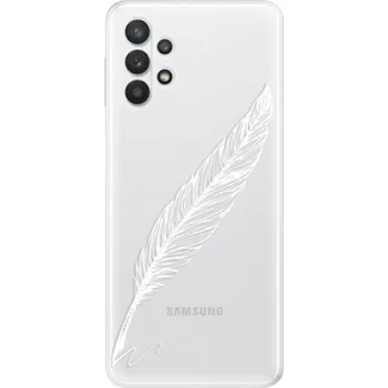 Pouzdro na mobilní telefon Odolné silikonové pouzdro iSaprio - Writing By Feather - white - Samsung Galaxy A32 5G
