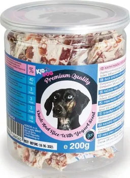Pamlsek pro psa Kiddog Premium Quality Kachní masíčko s rýží a jogurtovou náplní 200 g