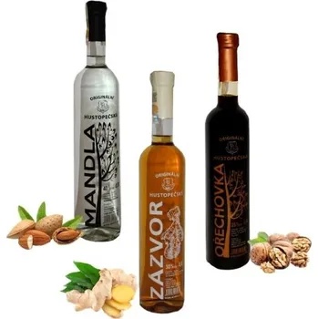 Likér Hustopečské likéry 0,2L | 3 láhve dle vlastního výběru První chuť likéru: Višňovka 35% alk., Druhá chuť likéru: Mandla základní nesladká 40% alk., Třetí chuť likéru: Višňovka 35% alk.
