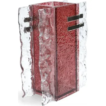 Váza Rubínová skleněná váza s krajkou