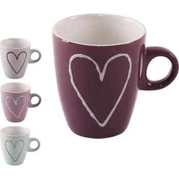 Hrnek 230ml SRDCE-Heart (1ks), 4 barvy, keramika