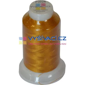 Nit vyšívací nit polyester barva zlatá P3026 návin 1000m NK- balení: 1 kón návin 1000m 36,30 Kč s DPH za kón při nákupu balení 10 kusů