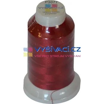 Nit vyšívací nit polyester barva červená vínová P3077 návin 1000m NK- balení: 1 kón návin 1000m 36,30 Kč s DPH za kón při nákupu balení 10 kusů