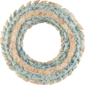 Věnec Věnec z modrých a přírodních mušliček s korálky Coronne S - Ø 20*4cm