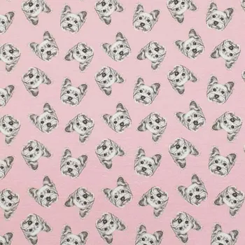 Úplet růžový, hlavy yorkshirů, š.155