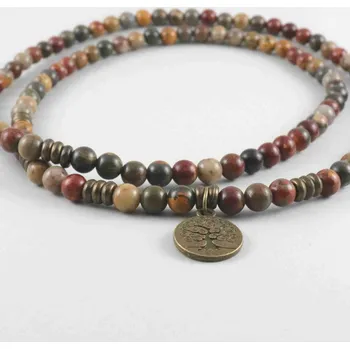 Náhrdelník Jaspis Picasso se stromem života