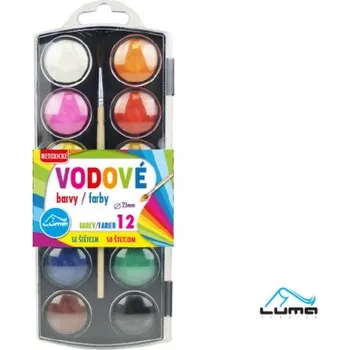 Výtvarná barva Barvy vodové se štětcem 12 barev, 23 mm LUMA