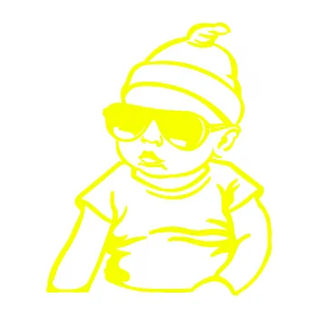 Autodoplněk Samolepka na auto Baby on board 003 levá miminko s brýlemi (70 - Fluorescentní žlutá) NÁLEPKA, FÓLIE, POLEPY, TUNING, VLASTNÍ TEXT, TISK, AUTOSAMOLEPKY.cz, SAMOLEPKY, OBRÁZEK, LOGO, VÝROBA, PRODEJ