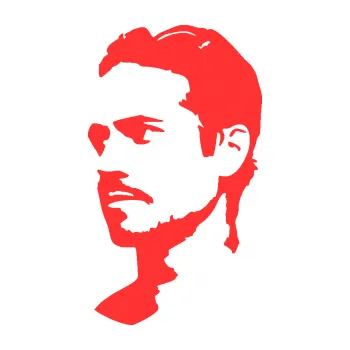 Samolepicí dekorace na vozidlo Paul Walker 004 levá (02 - světle červená) SAMOLEPKA NA AUTO, NÁLEPKA, FÓLIE, POLEP, TUNING, VLASTNÍ TEXT, TISK, AUTOSAMOLEPKY.cz, POLEPY, OBRÁZEK, LOGO, 3D STICKERS