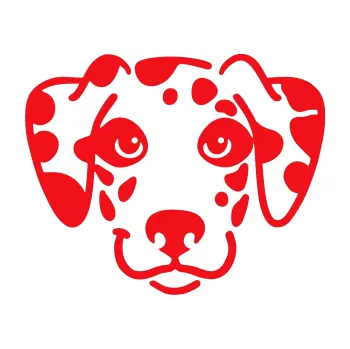 Polep vozidla SAMOLEPKA Pes 064 Dalmatin (10 - červená) NA AUTO, NÁLEPKA, FÓLIE, POLEP, TUNING, VLASTNÍ TEXT, TISK, AUTOSAMOLEPKY.cz, POLEPY, OBRÁZEK, LOGO, SAMOLEPKY