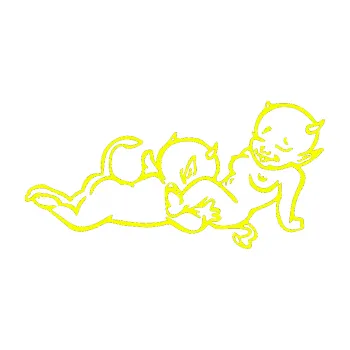 Samolepicí dekorace na vozidlo Čertíci 003 pravá (70 - Fluorescentní žlutá) SAMOLEPKA NA AUTO, NÁLEPKA, FÓLIE, POLEP, TUNING, VLASTNÍ TEXT, TISK, AUTOSAMOLEPKY.cz, POLEPY, OBRÁZEK, LOGO, 3D STICKERS