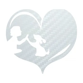 Samolepicí dekorace na vozidlo Pes 103 levá dej pac srdce (51 - 3D karbon bílý) SAMOLEPKA NA AUTO, NÁLEPKA, FÓLIE, POLEP, TUNING, VLASTNÍ TEXT, TISK, AUTOSAMOLEPKY.cz, POLEPY, OBRÁZEK, LOGO, 3D STICKERS