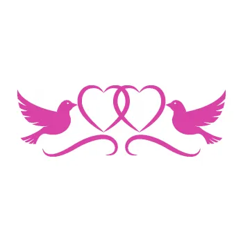 Samolepící dekorace Novomanželé 002 holubičky se srdíčky (16 - růžová) SAMOLEPKA NA AUTO, NÁLEPKA, FÓLIE, POLEP, TUNING, VLASTNÍ TEXT, TISK, AUTOSAMOLEPKY.cz, POLEPY, OBRÁZEK, LOGO, 3D STICKERS