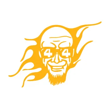 Polep vozidla SAMOLEPKA 4x4 varianta 025 muž v plamenech (21 - světle oranžová) NA AUTO, NÁLEPKA, FÓLIE, POLEP, TUNING, VLASTNÍ TEXT, TISK, AUTOSAMOLEPKY.cz, POLEPY, OBRÁZEK, LOGO, SAMOLEPKY